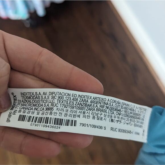 NEW Zara Asian Inspired Blue Floral Midi Dress Deep Vneck Front Back Small - Picture 4 of 8